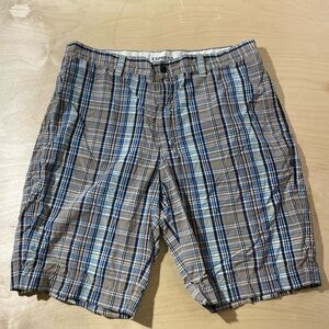 Express Men's Relaxed Chino Blue  Plaid Shorts 38 (B)